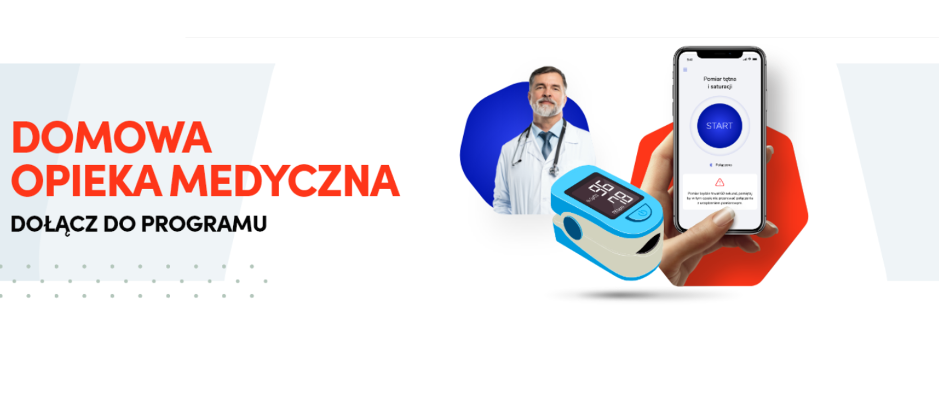 grafika: lekarz, pulsoksymetr, telefongrafika: lekarz, pulsoksymetr, telefon