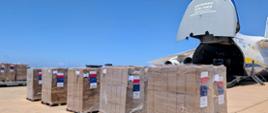 Odbiór pierwszego transportu polskiej pomocy humanitarnej