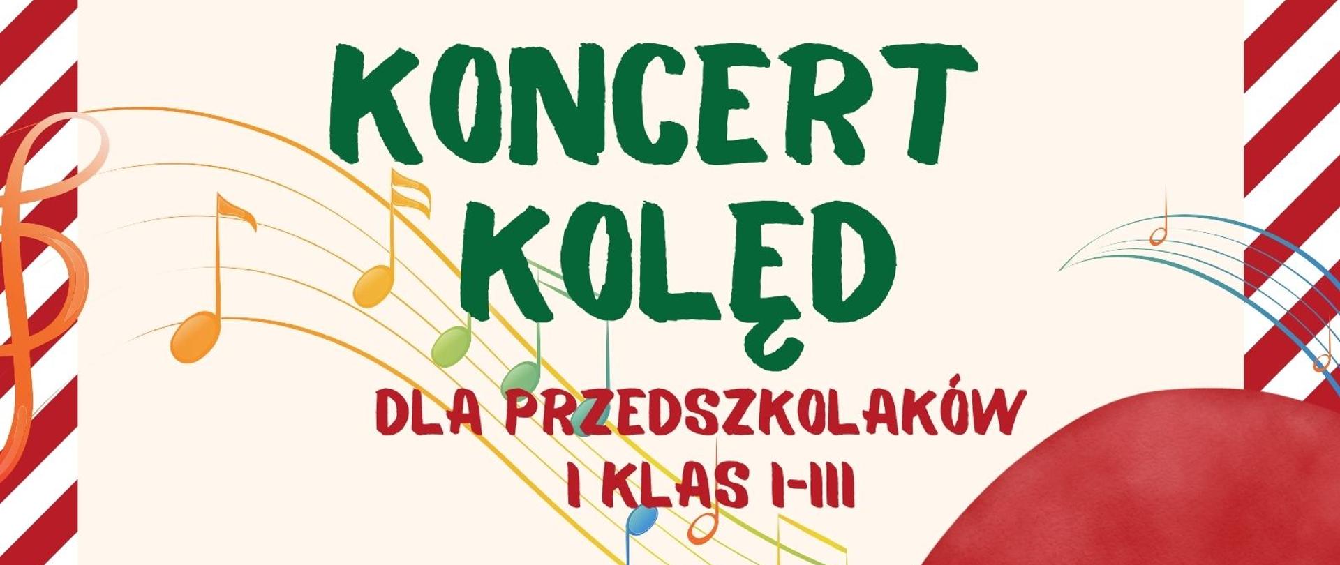 Plakat informacyjny dotyczący koncertu kolęd odbywającego się w dniu 10.01.2024 r. r. o godz. 9.30 oraz 10.30.