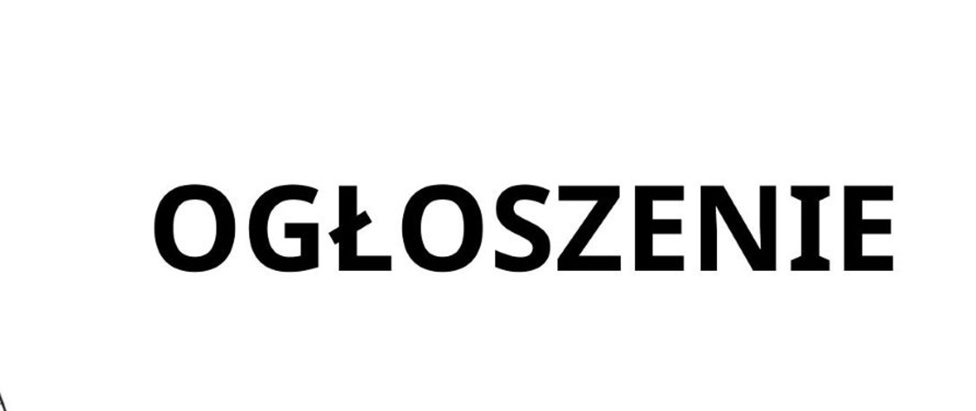 plakat na białym tle z informacją w kolorze czarnym