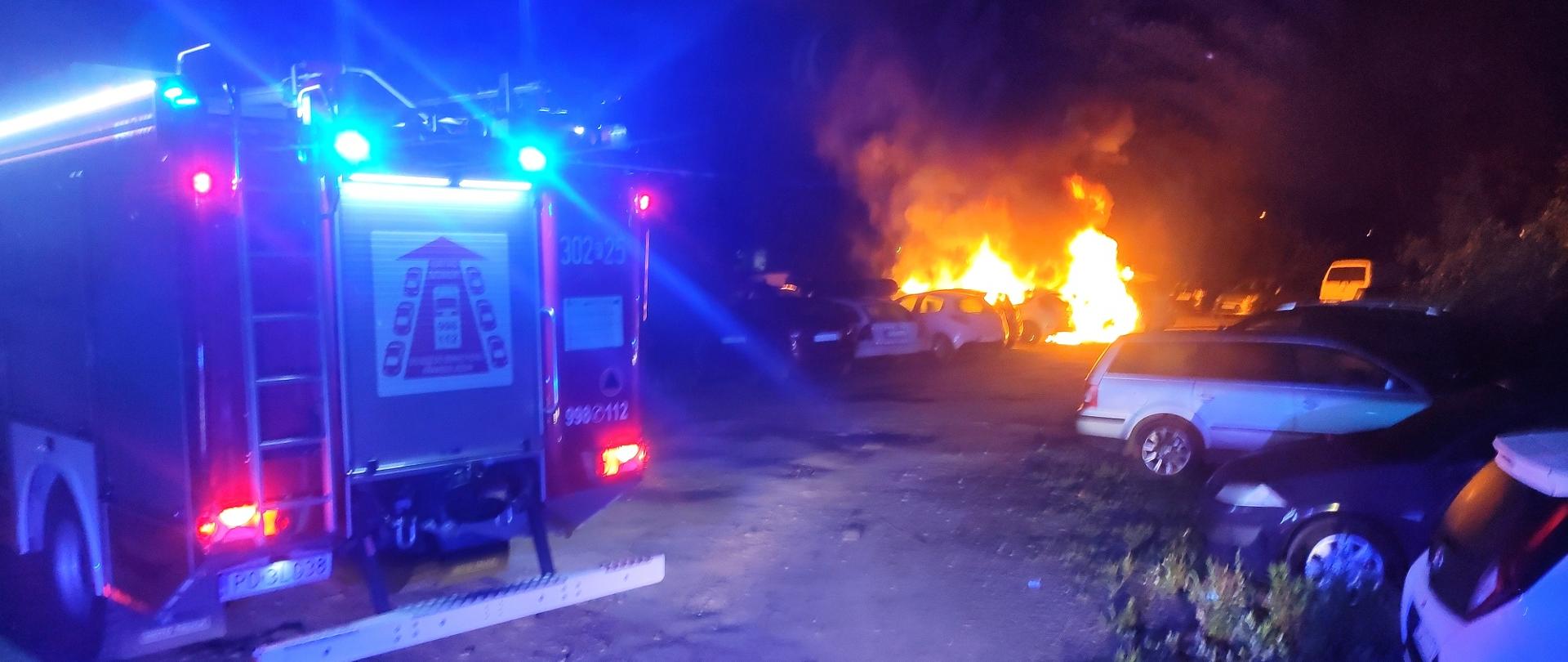 Pożar czterech samochodów