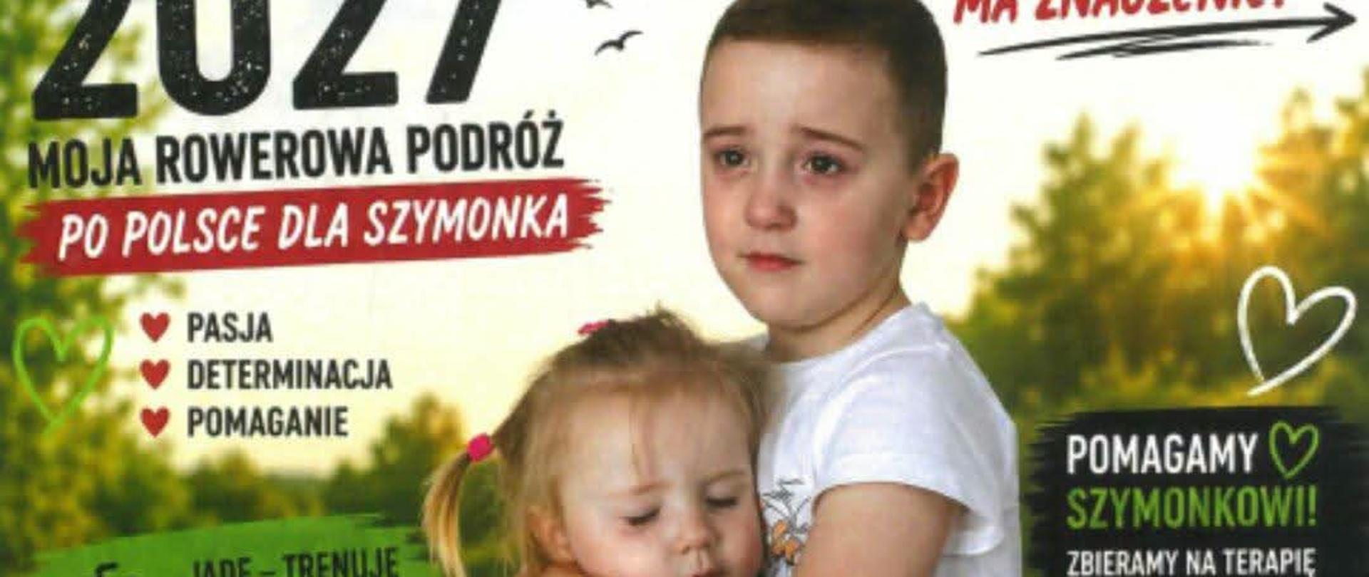 Plakat informacyjny o charytatywnej zbiórce dla 4-letniego Szymona