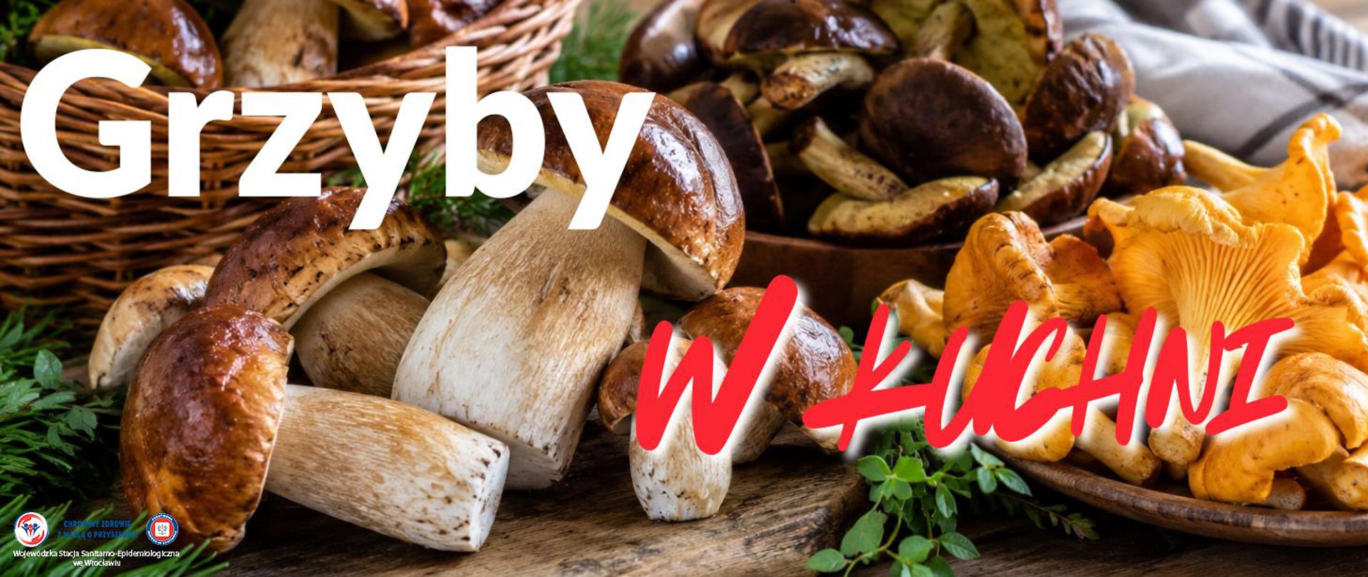 Leśne grzyby na rustykalnym stole