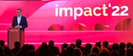 Premier Mateusz Morawiecki podczas wystąpienia na Impact'22.