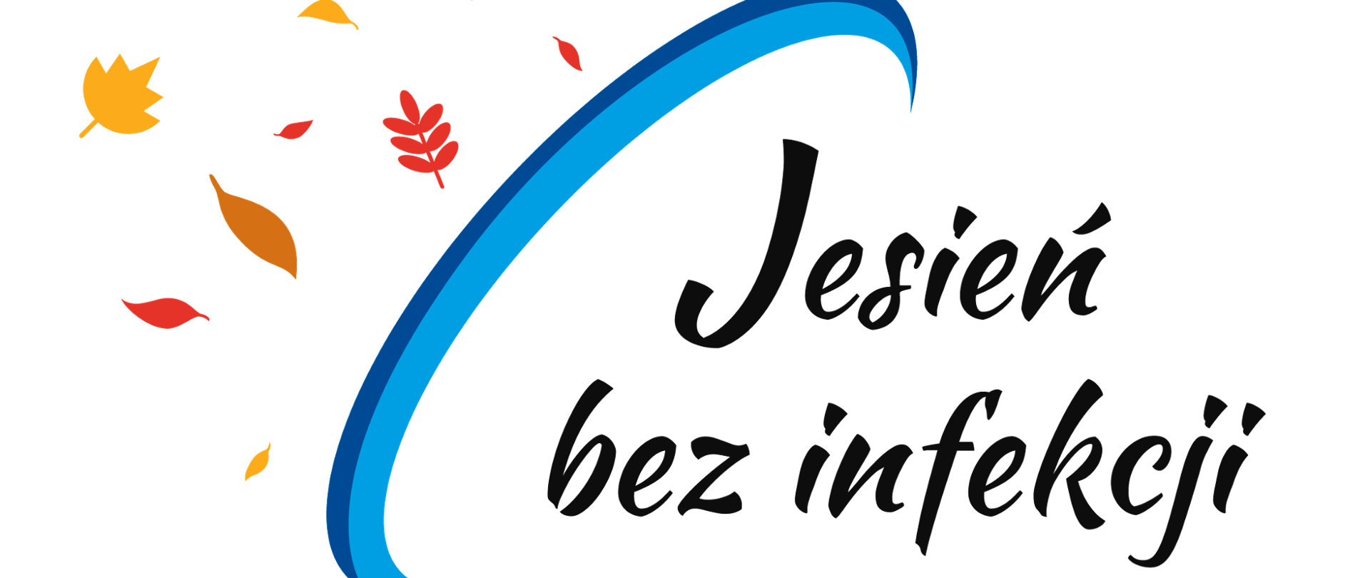 Na zdjęciu widnieje napis Jesień bez infekcji i liście w kolorach jesieni