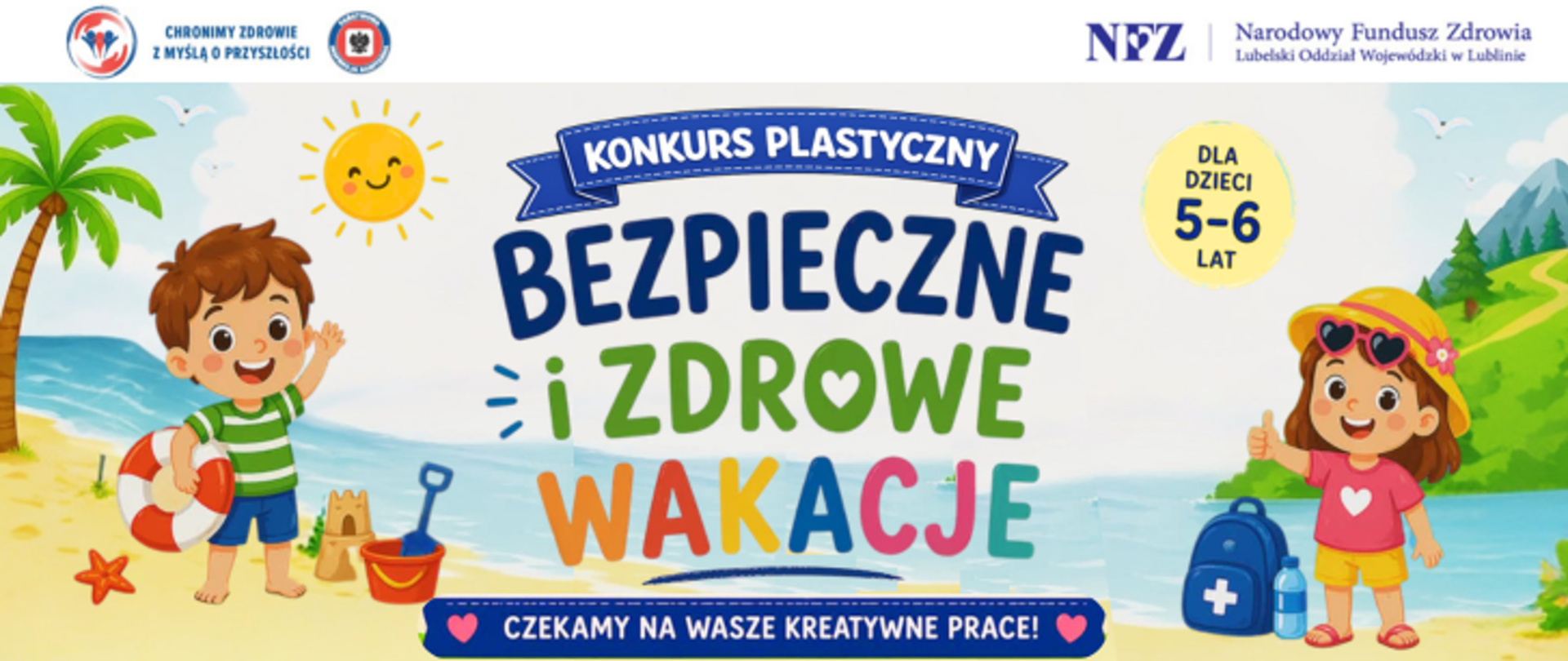 Słońce, plaża, woda, góry, dziewczynka, chłopiec, zabawa. 