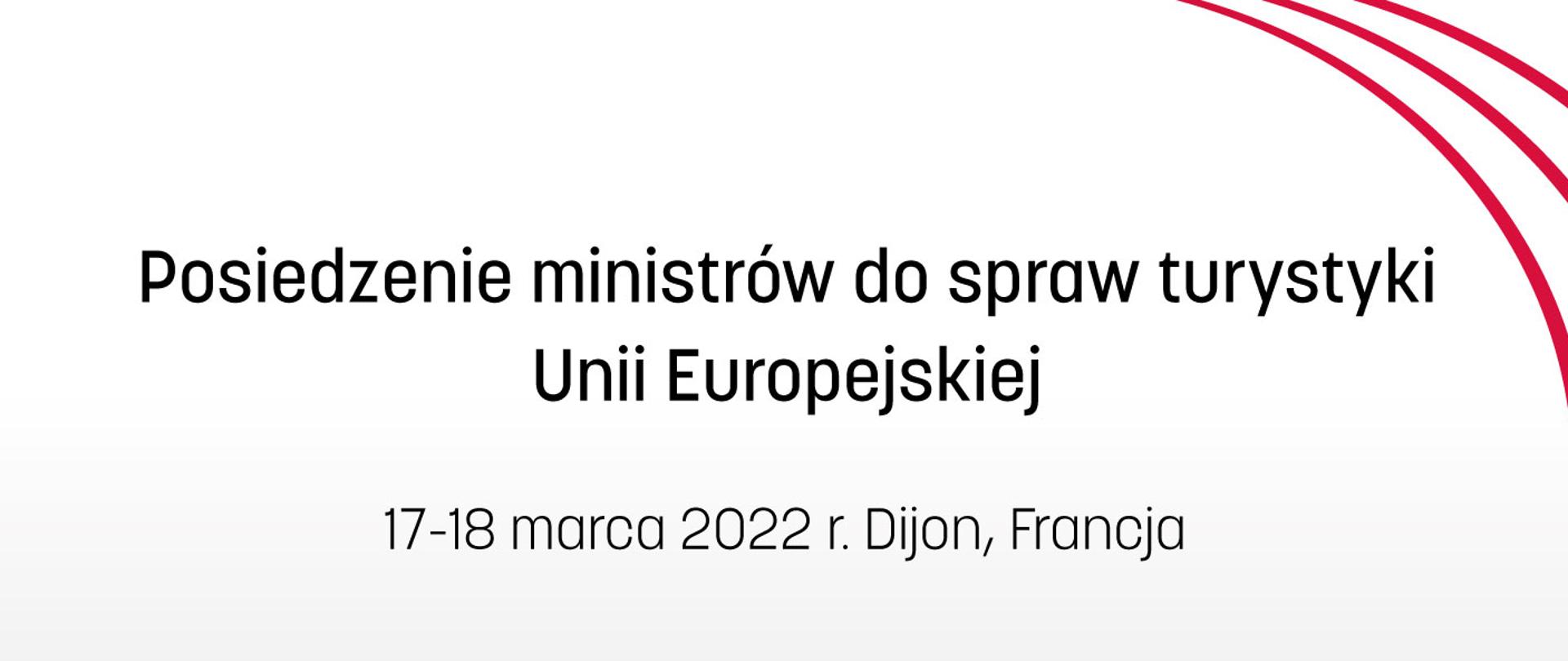 Grafika z napisem: Posiedzenie ministrów do spraw turystyki Unii Europejskiej