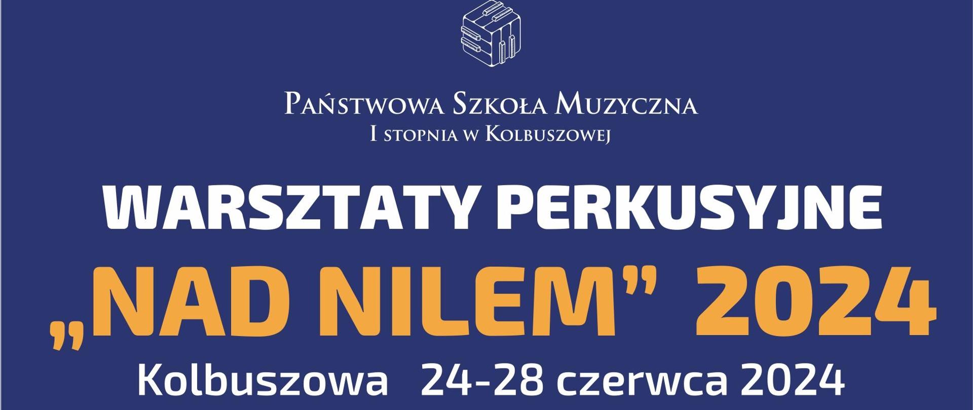 Plakat na fioletowym tle z ikoną instrumentu perkusyjnego i informacją o imprezie w kolorze białym i beżowym. Pośrodku są zdjęcia i informacje o wykładowcach.
