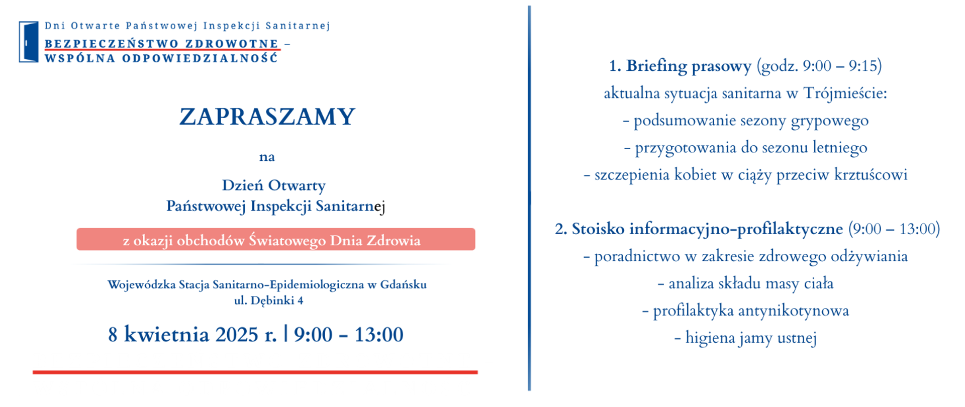 Zaproszenie na dzień otwarty Państwowej Inspekcji Sanitarnej