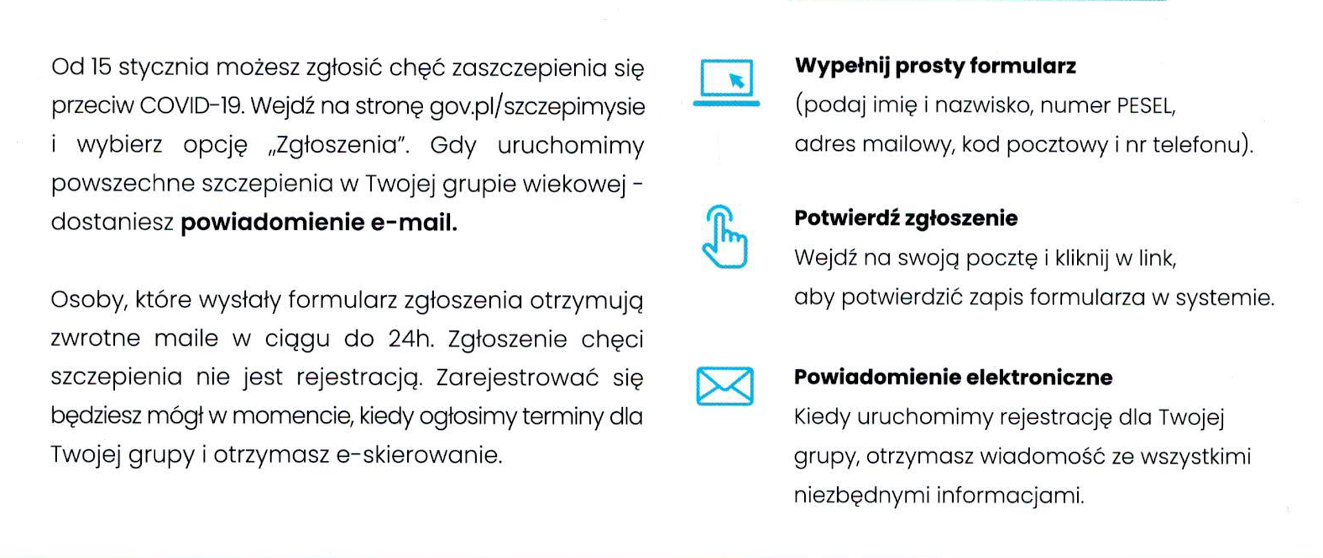 Ulotka z opisem jak się zapisać na szczepienie