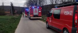 Na zdjęciu widoczne są samochody ratowniczo-gaśnicze.