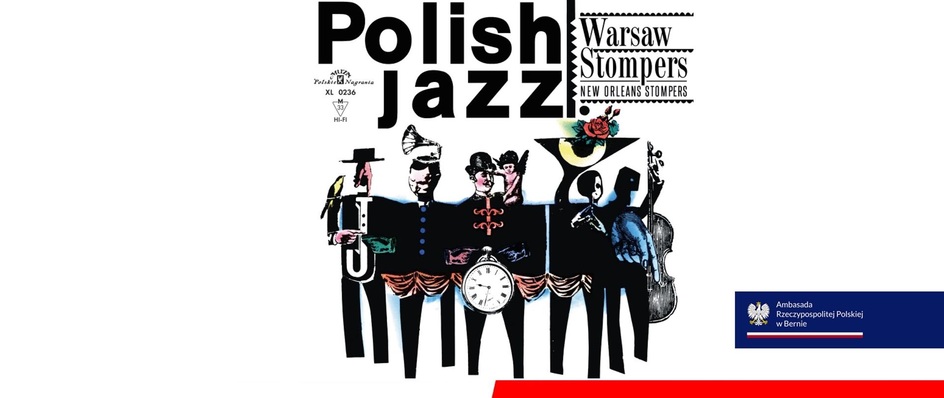 Grafika przedstawia plakat z napisem Polsh Jazz Warsaw Stompers 