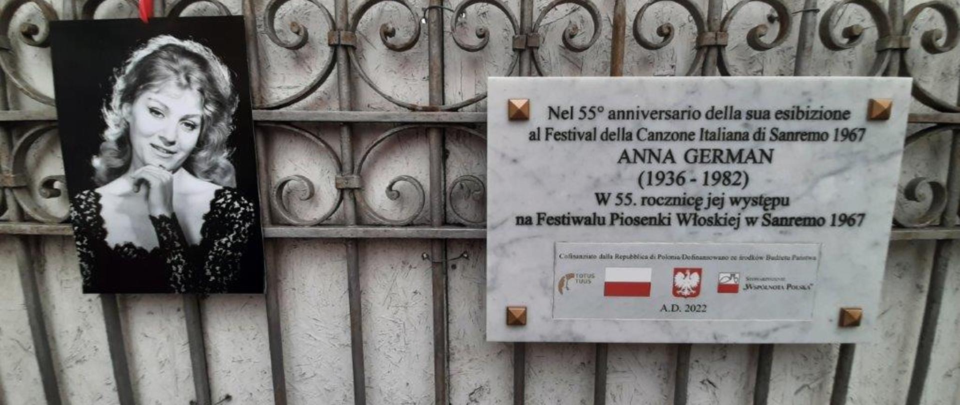 Inaugurazione della targa commemorativa dedicata ad Anna German a Sanremo con la partecipazione del coro della Filarmonica di Cracovia