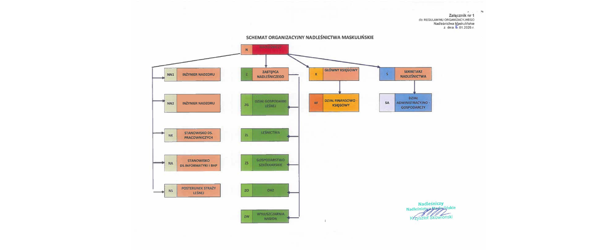 Schemat organizacyjny Nadleśnictwa Maskulińskie