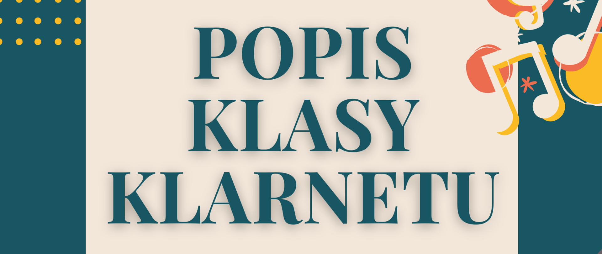 Na kolorowym tle z widocznymi grafikami nut i klarnetów umieszczone zostały informacje dotyczące wydarzenia.