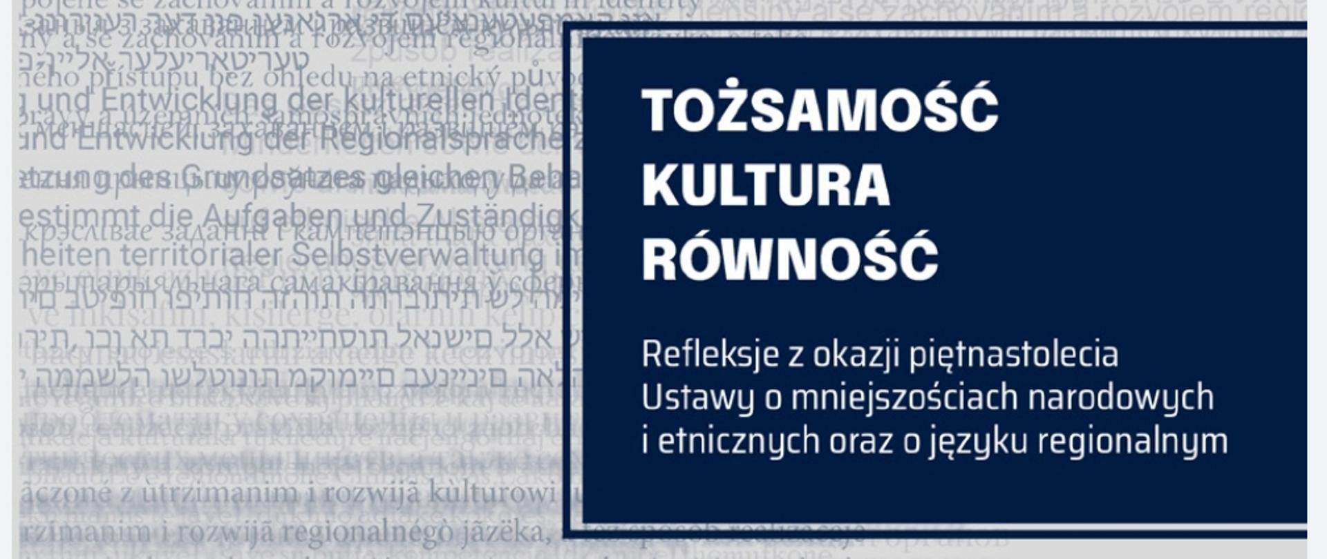 Strona tytułowa publikacji Tożsamość Kultura Równość