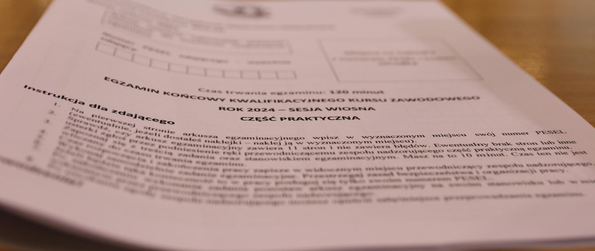 Arkusz egzaminu końcowego.