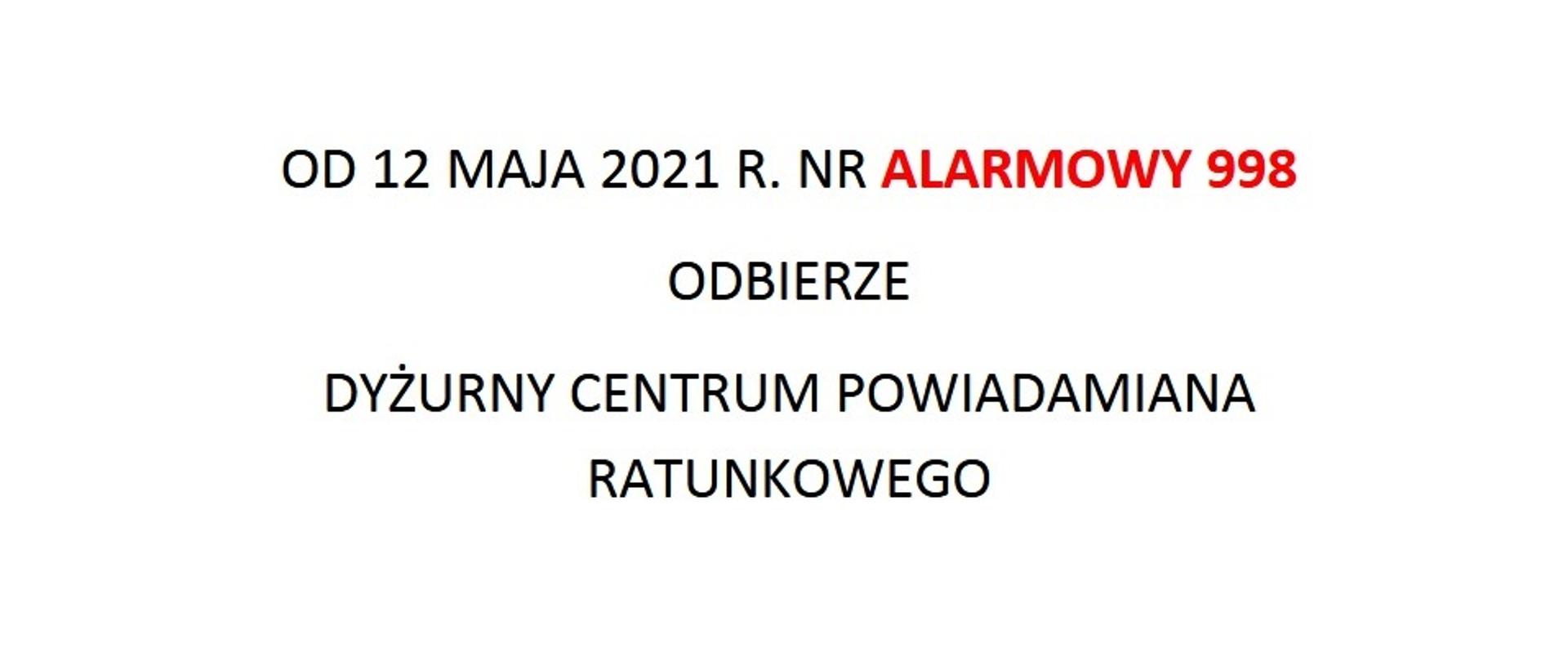 Komunikat o przekierowaniu numeru alarmowego
