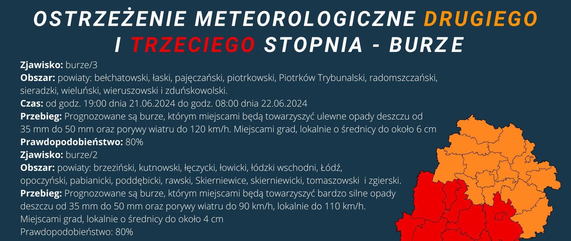 Ostrzeżenie meteorologiczne II i III stopnia dotyczące burz