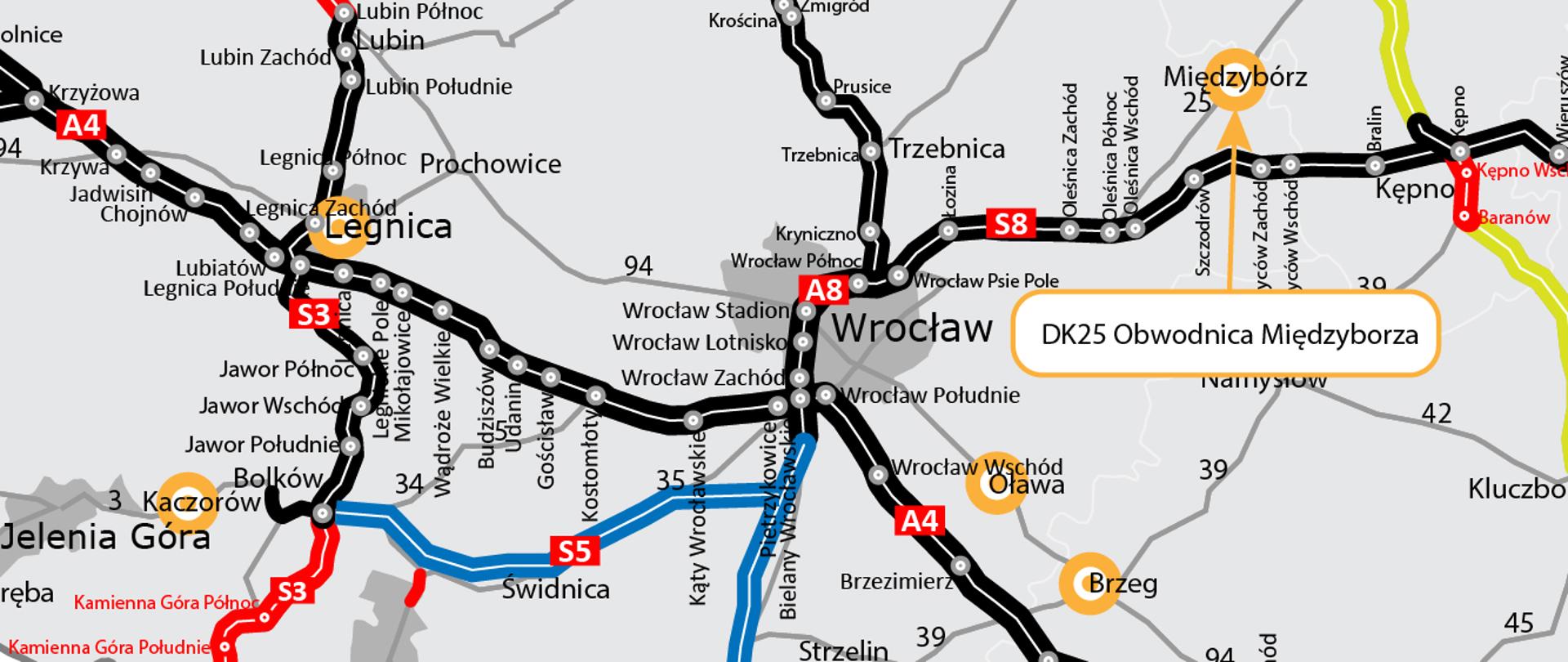 Na zdjęciu widać mapę Dolnego Śląska