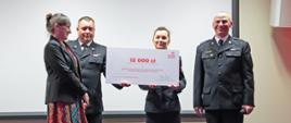 Funkcjonariusze PSP podczas odbierania czeku na zadanie bezpieczne orlęta