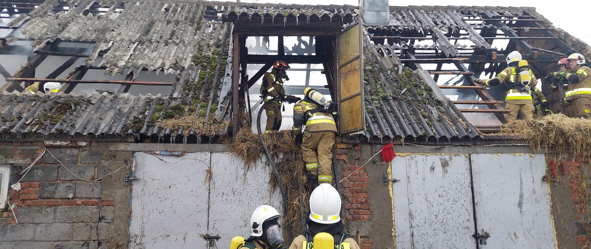 Na zdjęciu widać strażaków podczas działań 
