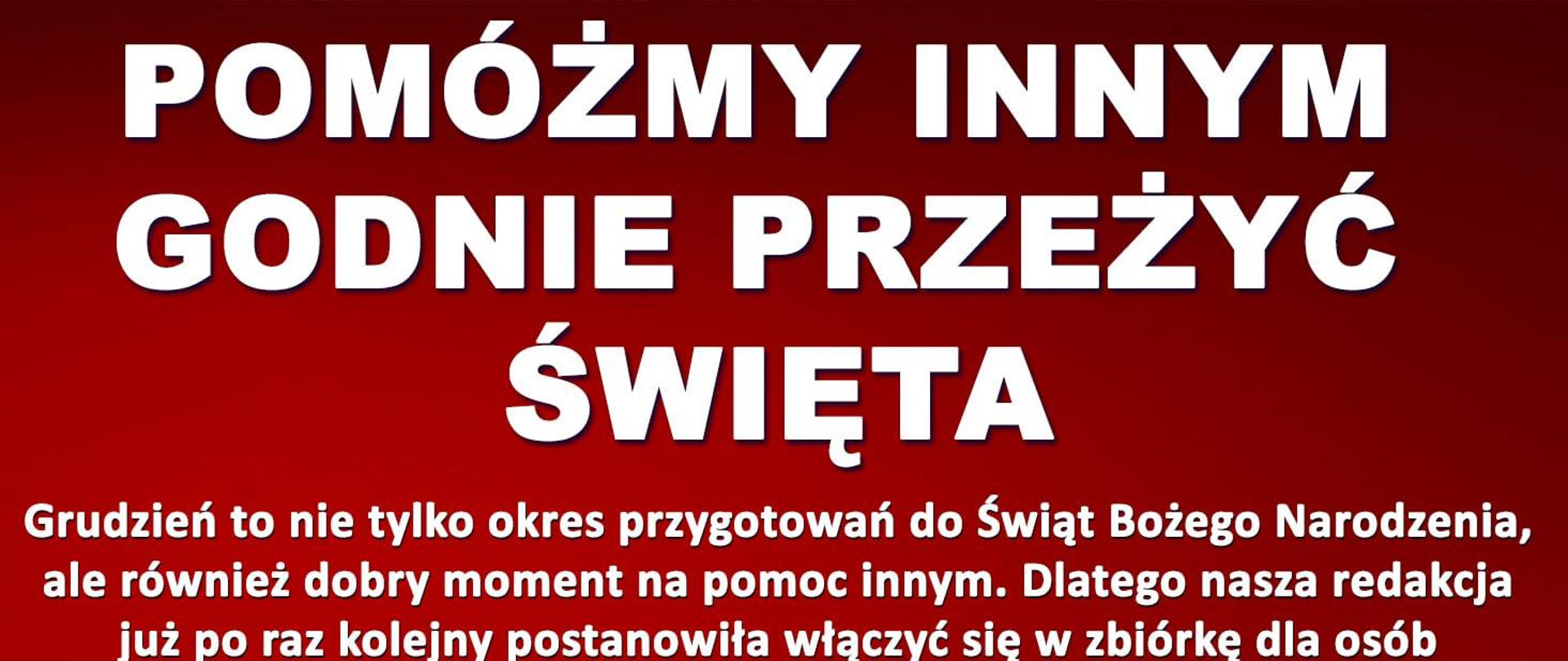 Ulotka akcji - pomóżmy innym godnie przeżyć święta