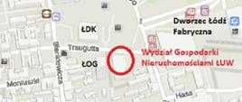 Mapka lokalizacji Wydziału Gospodarki Nieruchomościami