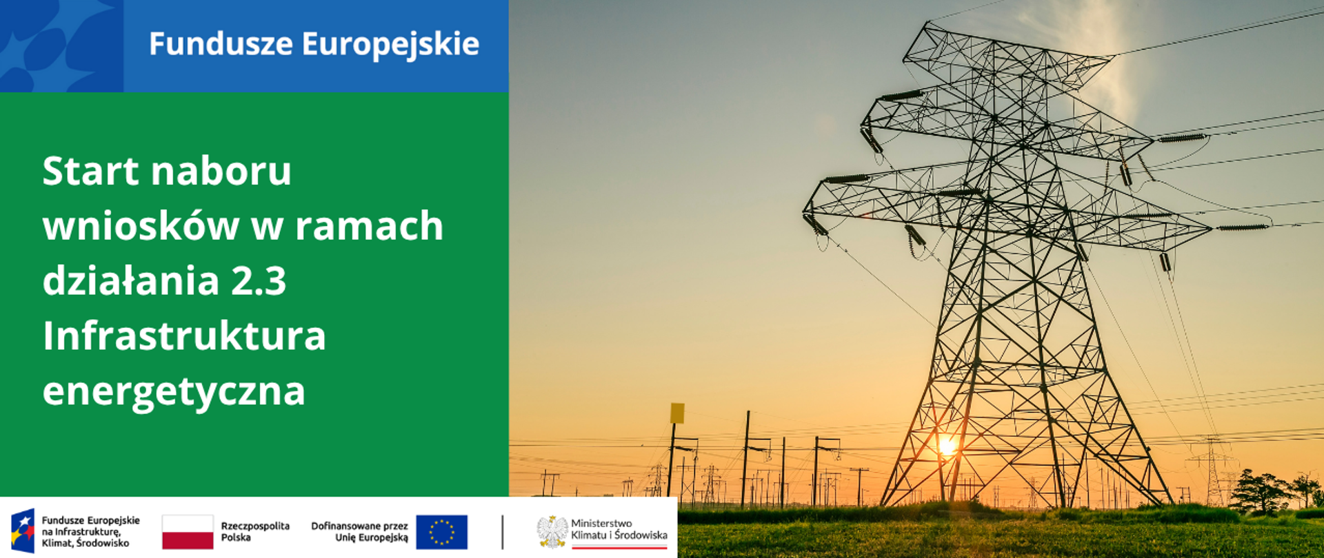 Piękna słoneczna pogoda, zielony teren a na nim potężna infrastruktura energetyczna.