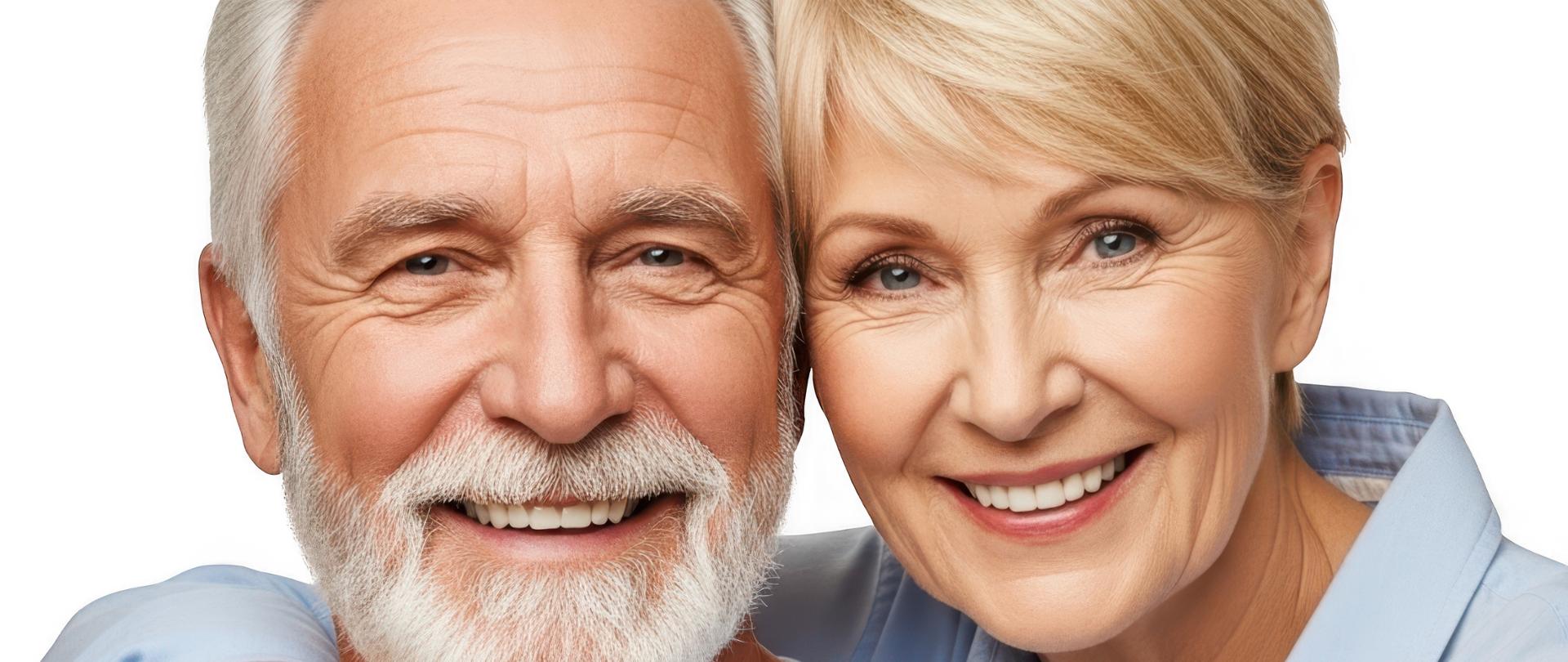 para seniorów przytulających się i uśmiechających się