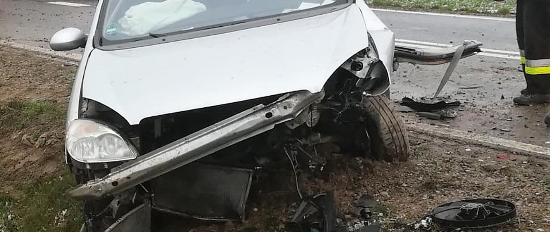 Wypadek samochodu osobowego w miejscowości Rzęgnowo