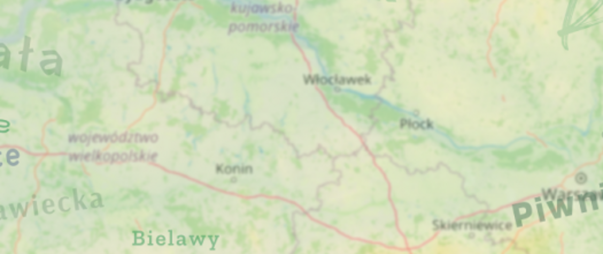 Kolorowa mapa Polski z nazwami gmin i miejscowości, takimi jak Chełmiec, Biała, Radwanice, Piwniczna-Zdrój i Kolno.