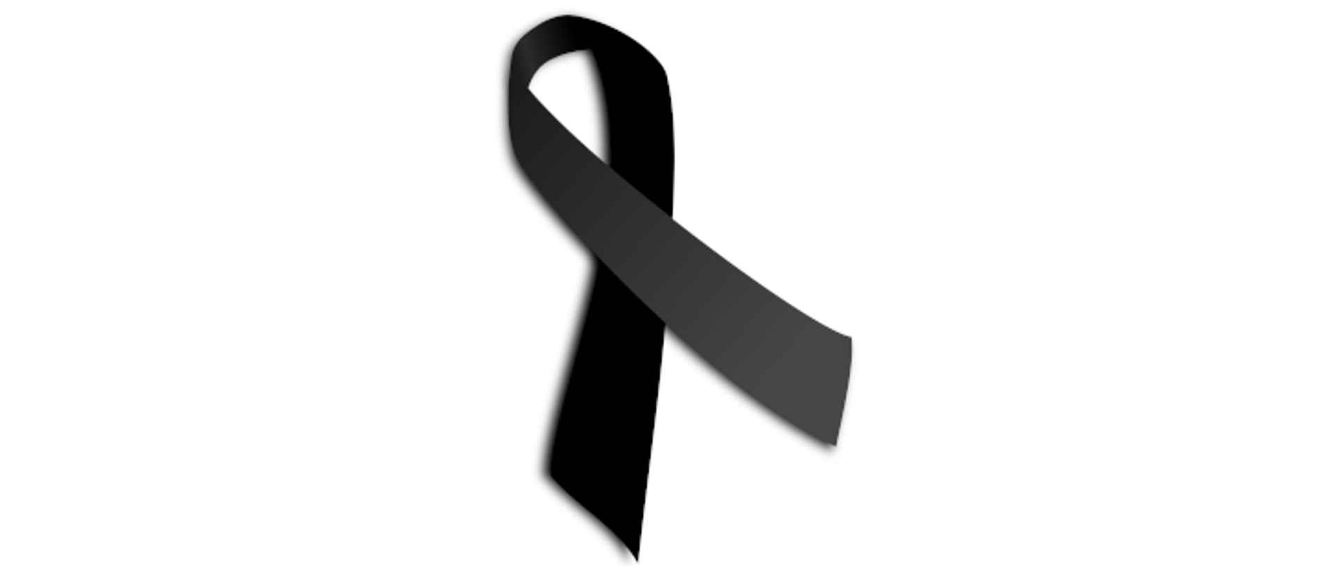 na białym tle czerwona wstążeczka oznaczająca żałobę