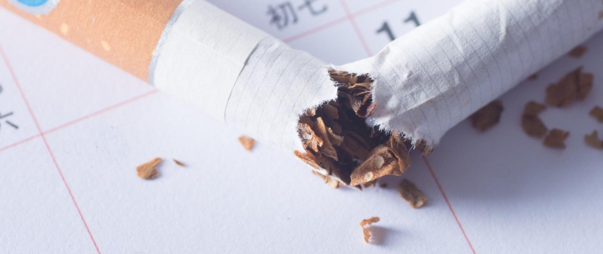 31 maja 2021 Światowy Dzień bez Tytoniu - zdjęcie obrazujące złamany papieros