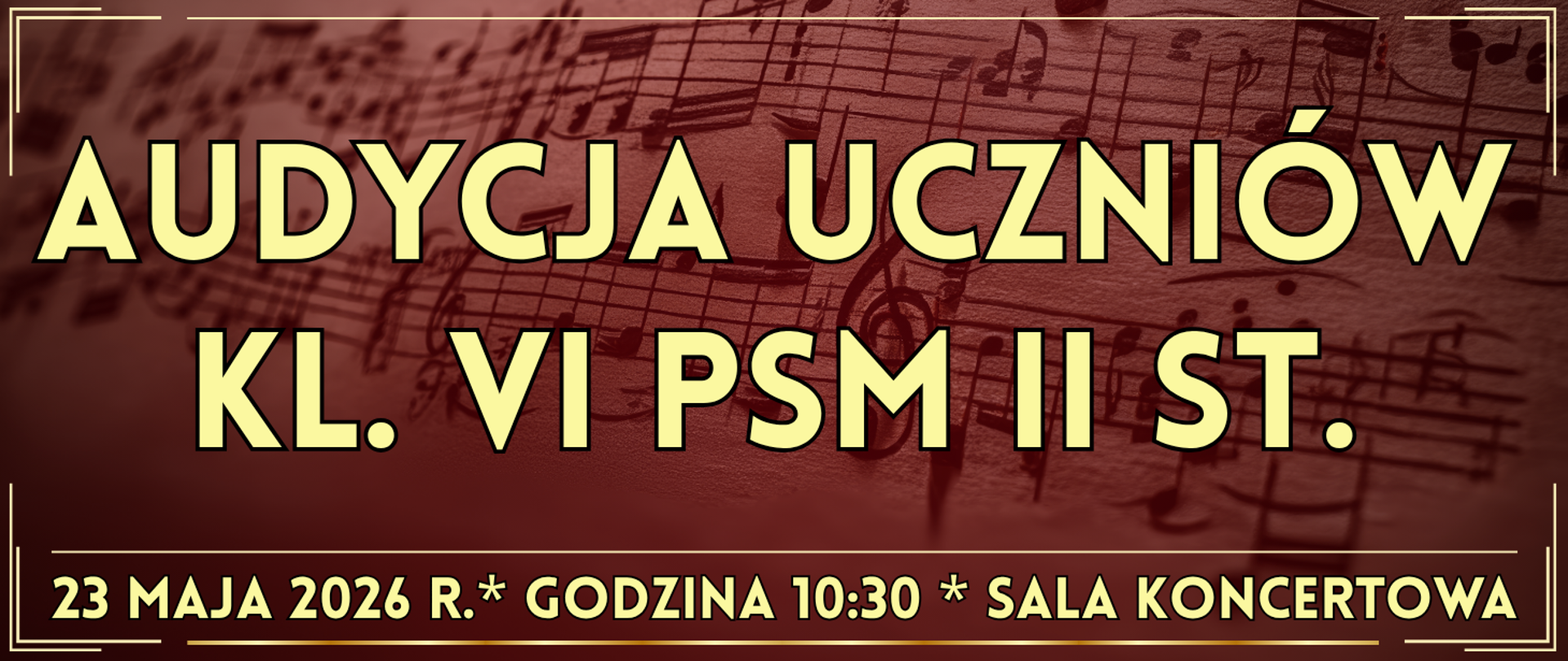 baner w tle nuty oraz informacja o wydarzeniu