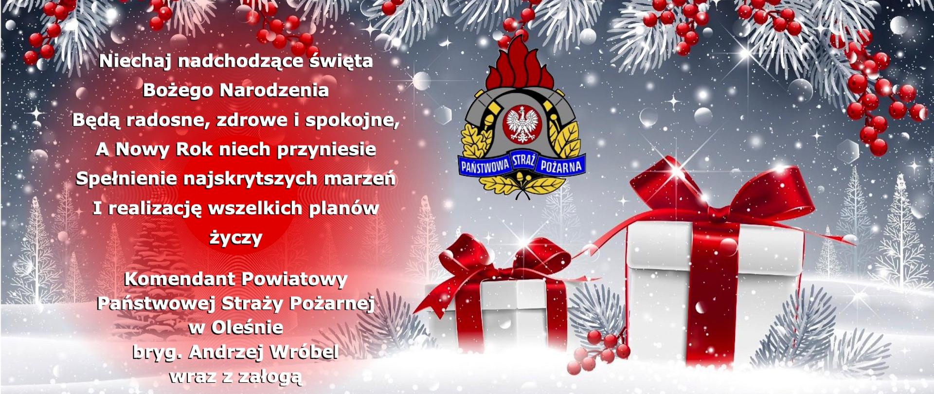 Kartka świąteczna z logo i prezentem