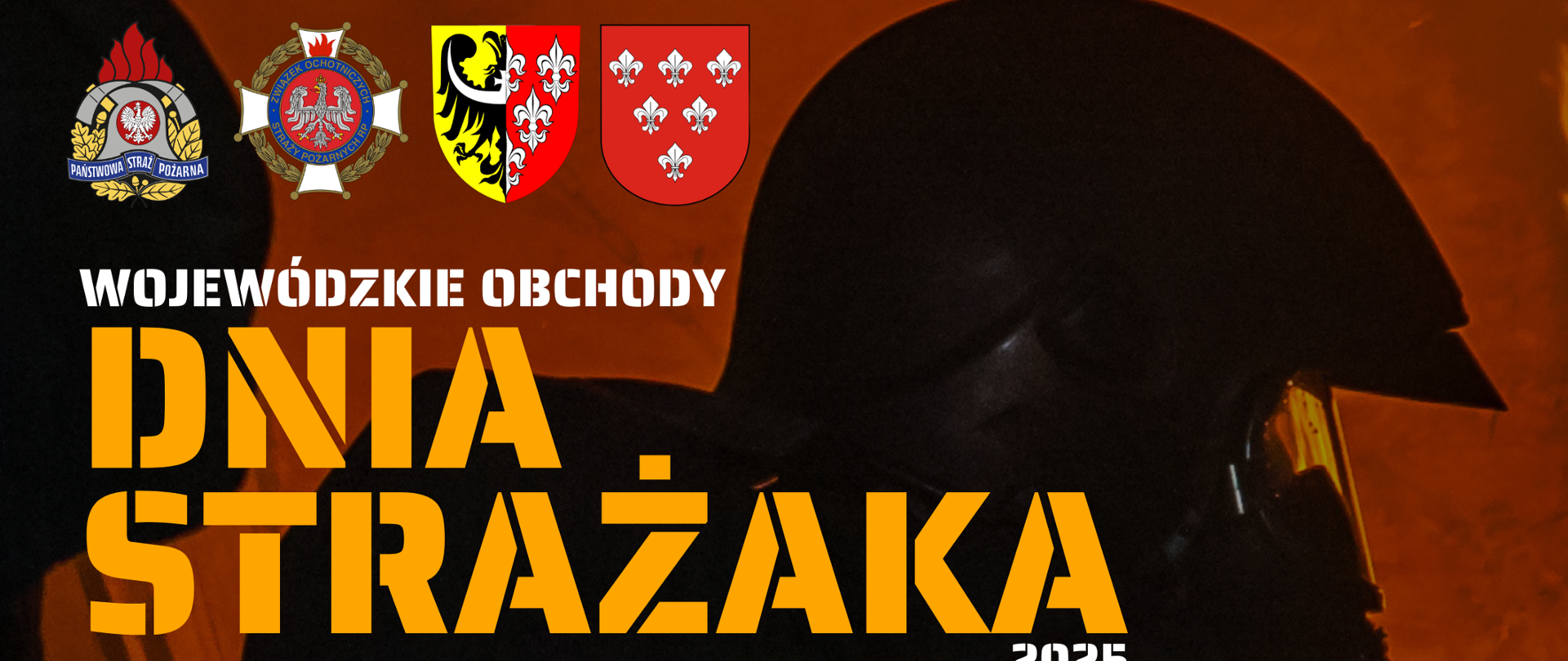 Plakat zapraszający na Wojewódzkie Obchody Dnia Strażaka w Nysie wraz z program imprezy.