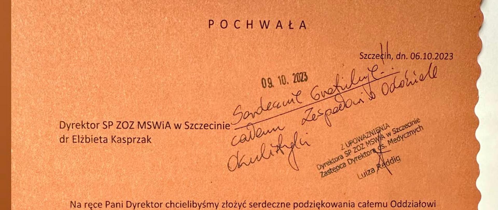 Pochwała 18.10.2023