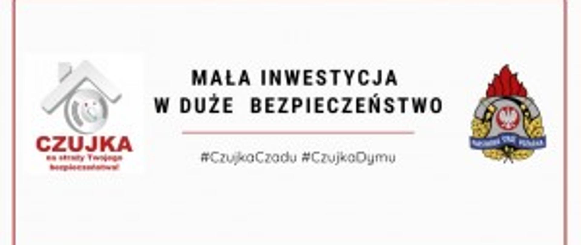 Zdjęcie z logo Państwowej Staży Pożarnej i logo czujki dymu 