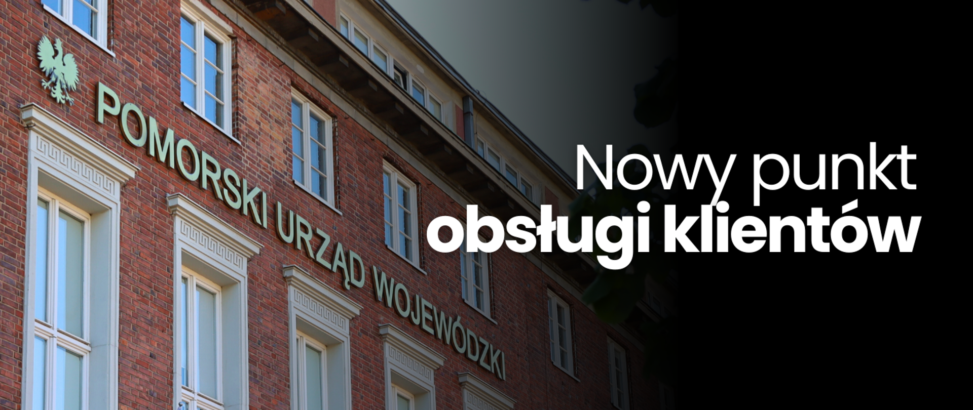 grafika - budynek urzędu i napis nowy punkt obsługi klientów