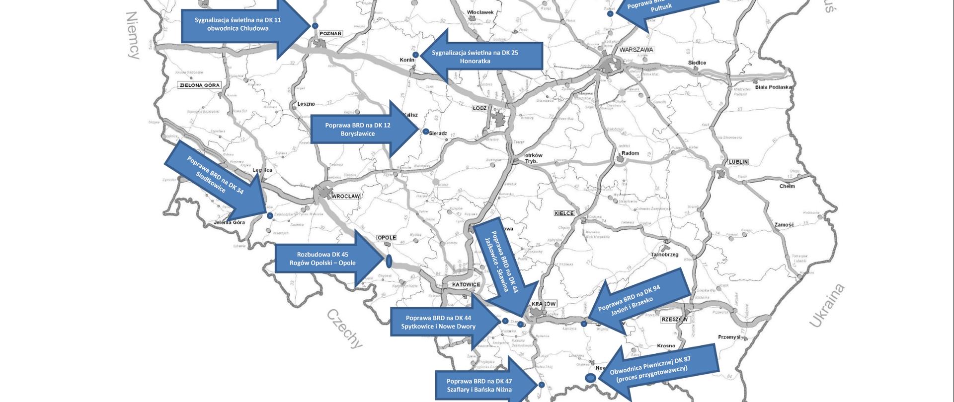 Mapa inwestycji skierowanych do realizacji
