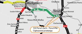 Mapa S10 Toruń Zachód - Toruń Południe