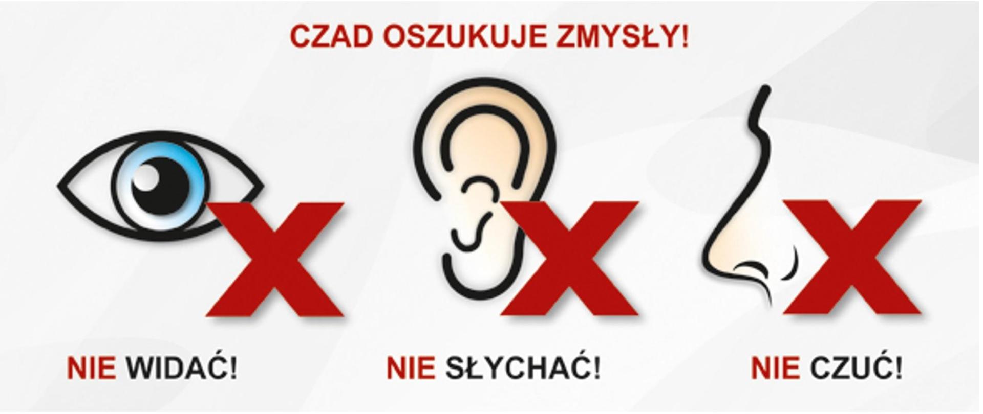 Rycina przedstawia przekreślone oko ucho nos