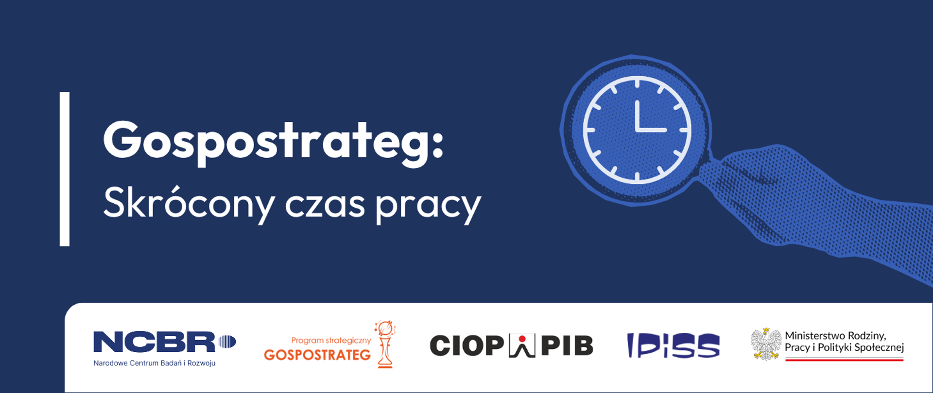 Grafika z napisem: "Gospostrateg: Skrócony czas pracy"