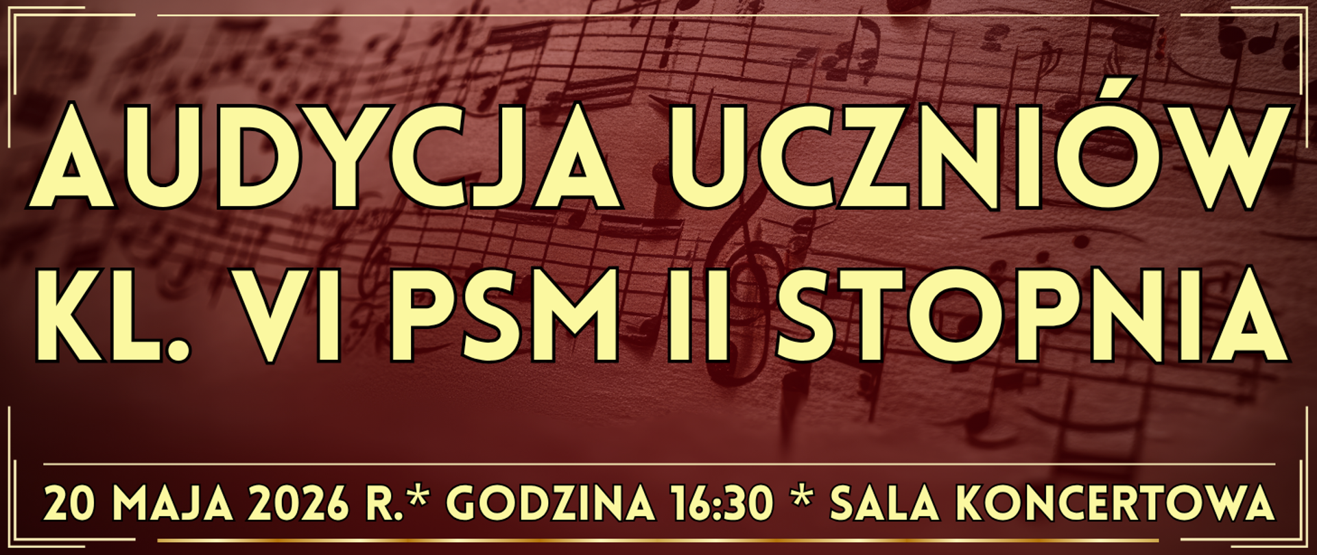 baner w tle nuty oraz informacja o wydarzeniu