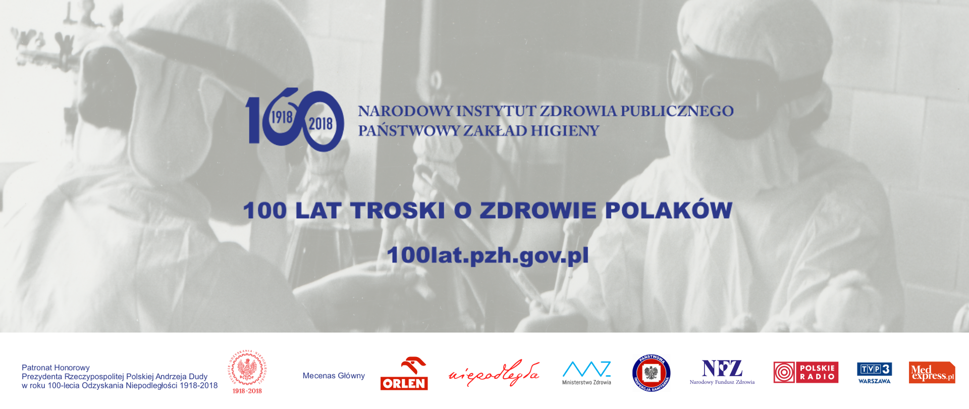 Grafika promująca 100 lat Narodowego Instytutu Zdrowia Publicznego Państwowego Zakładu Higieny