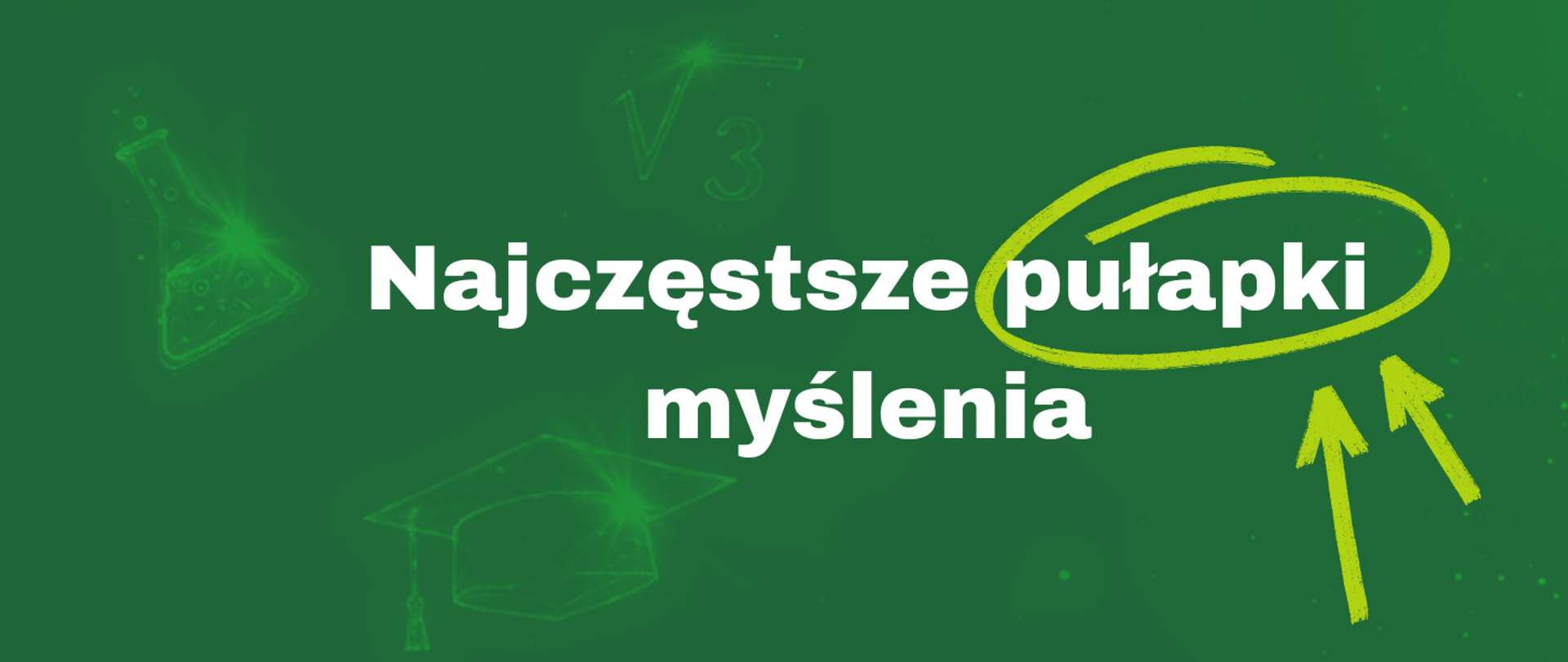 grafika, ikony menzurki w tle, biretu, hasło