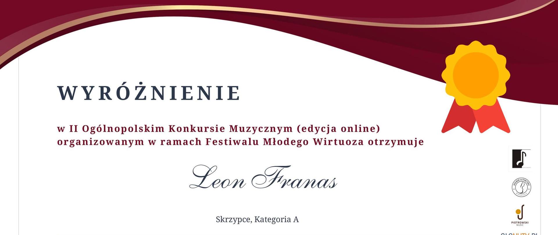 Na dyplomie widnieją nazwiska wszystkich członków jury