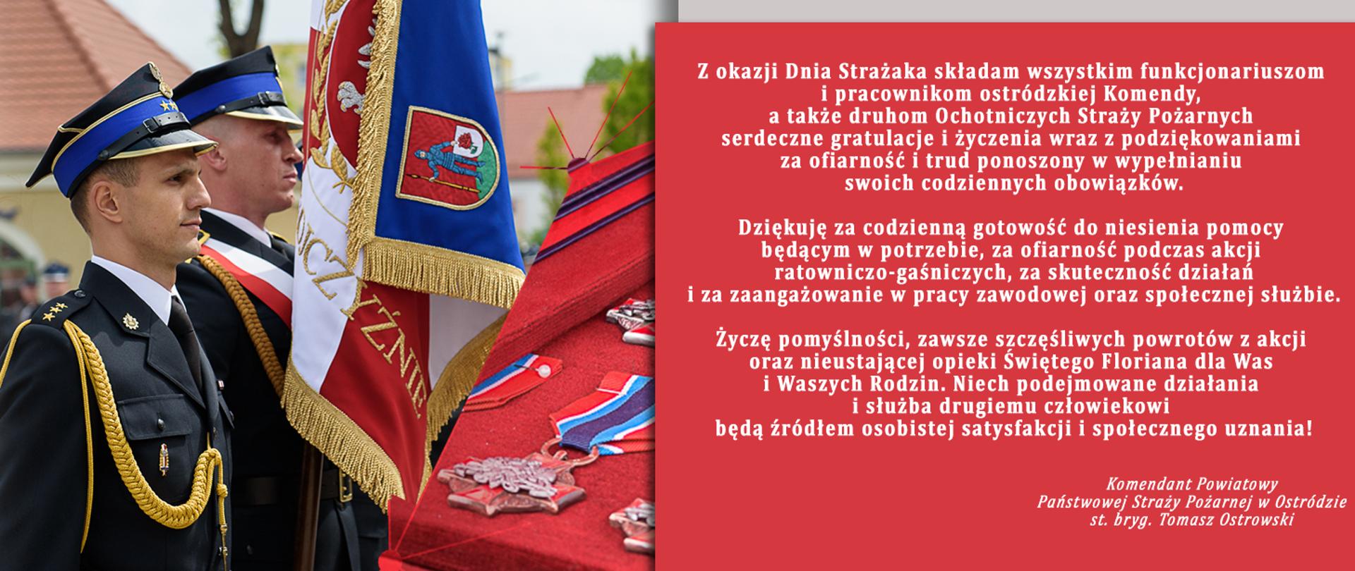 Życzenia ostródzkiego Komendanta Powiatowego PSP st. bryg. Tomasza Ostrowskiego z okazji Dnia Strażaka