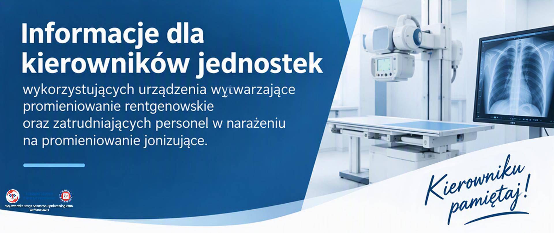 Nowoczesna aparatura rentgenowska z widocznym prześwietleniem klatki piersiowej